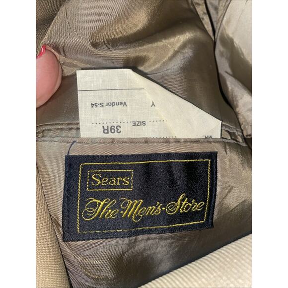 Vintage Sears The Men's Store Polyester 3 Piece Suit Khaki Tan Brown 39R - Picture 5 of 15